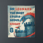 Fearless Knight and Dragon  Tapestry<br><div class="desc">Fearless Knight and Dragon Kids Birthday Tapestry Decor. It's ideal for a medieval, dragon, or knight-themed birthday party, or for any adventurous kid who wants to feel like a noble knight on their special day. Great for boys' parties! Beyond its visual charm, this product offers seamless customization, allowing personalized text,...</div>