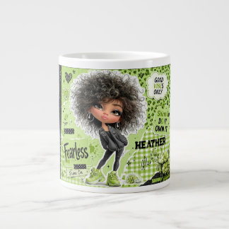 Fearless Lime Green Afro Girl Personalized Mug