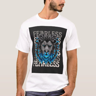 Fearless Lion – Bold Graphic Animal Art with Blue  T-Shirt