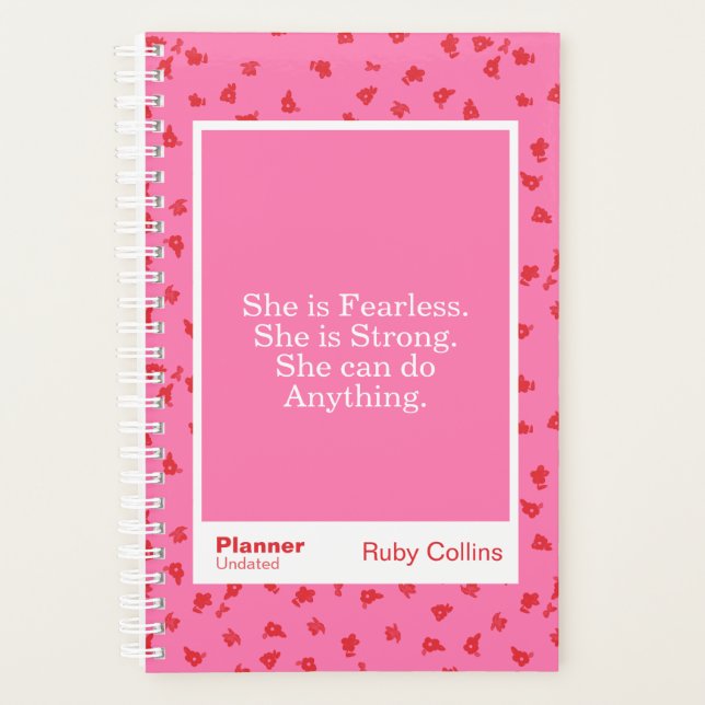 Fearless Pink Floral Inspirational Quote (Devant)
