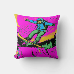 Fearless - Snowboarder Throw Pillow