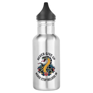 Fearless Spirit: Bold Snake and Roses Artwork 532 Ml Water Bottle