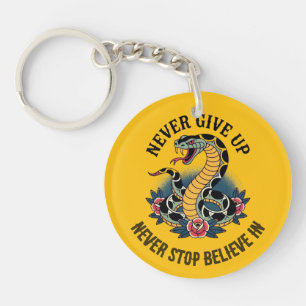 Fearless Spirit: Bold Snake and Roses Artwork Keychain