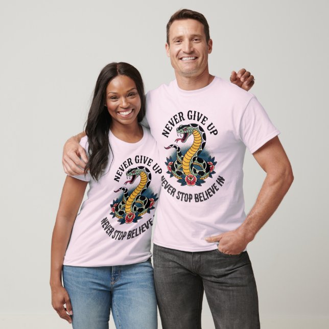 Fearless Spirit: Bold Snake and Roses Artwork T-Shirt (Unisex)