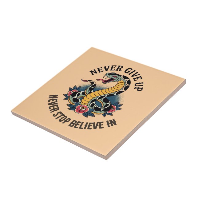 Fearless Spirit: Bold Snake and Roses Artwork Tile (Side)