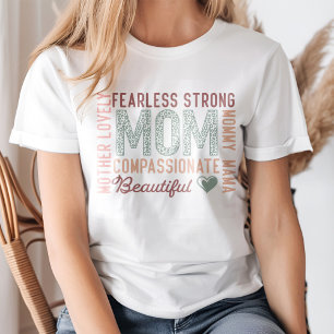 Fearless Strong Mom Retro Typography T-Shirt