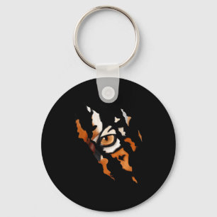 Fearless Tiger Cat Eye Claw Silhouette Keychain