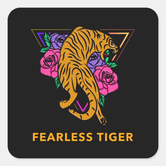 Fearless Tiger Square Sticker (Front)