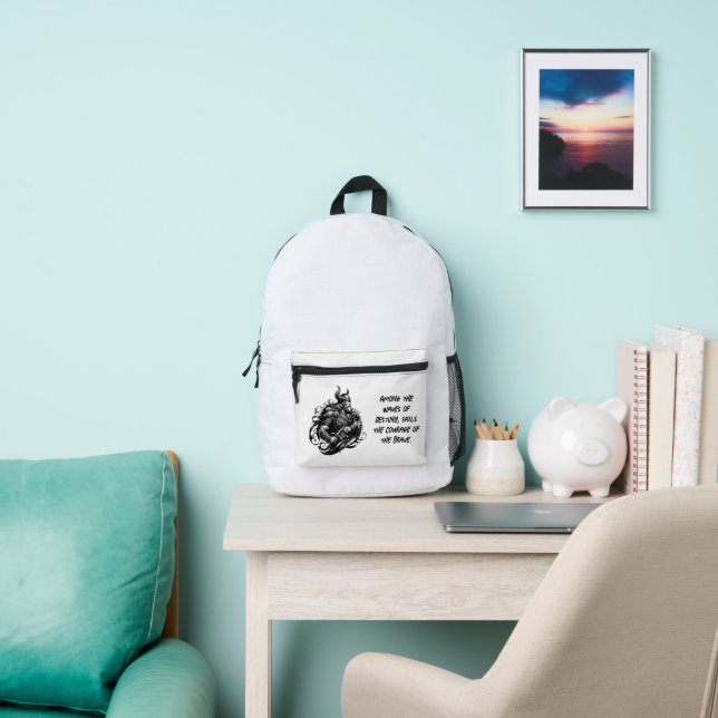 fearless Viking warrior with dagger. AI ART Printed Backpack (Insitu)