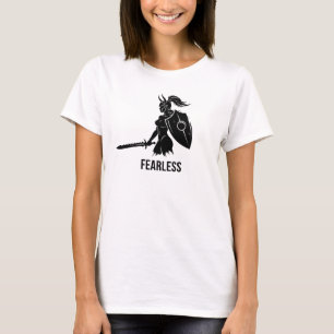 Fearless Warrior Woman Powerful Silhouette Art T-Shirt