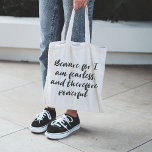 Fearless Woman Quote in Modern Script Typography Tote Bag<br><div class="desc">Carry empowerment with you everywhere with this bold Fearless Woman tote bag. Featuring modern script typography in a sleek black and white design, this tote is perfect for women who want to make a strong statement. The minimalist look combined with an inspiring message makes it a stylish and functional accessory...</div>