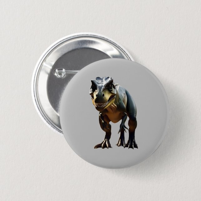 **"Fearsome Grin: The Smirking T-Rex"** 2 Inch Round Button (Front & Back)