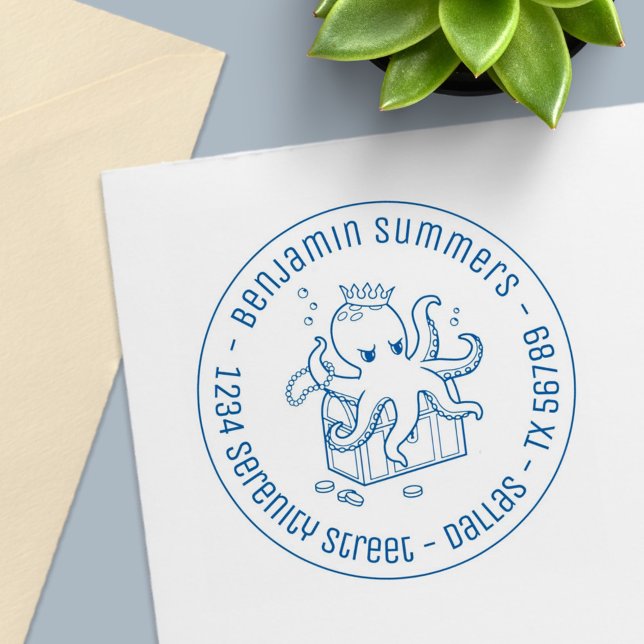 Fearsome Octopus Guarding Treasure Address Self-inking Stamp (Creator Uploaded)