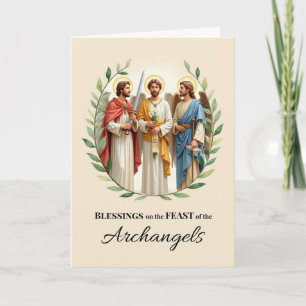 Feast Day Blessings of the Archangels Leafy Wreath Card