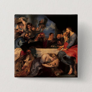 Feast in the house of Simon the Pharisee, c.1620 2 Inch Square Button