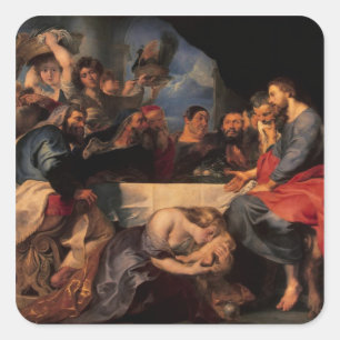Feast in the house of Simon the Pharisee, c.1620 Square Sticker