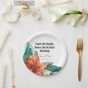❤️Feast Like Royalty, Hibiscus Serenade Paradise Paper Plate