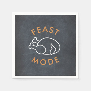 Feast Mode Chalkboard Funny Thanksgiving Paper Napkin