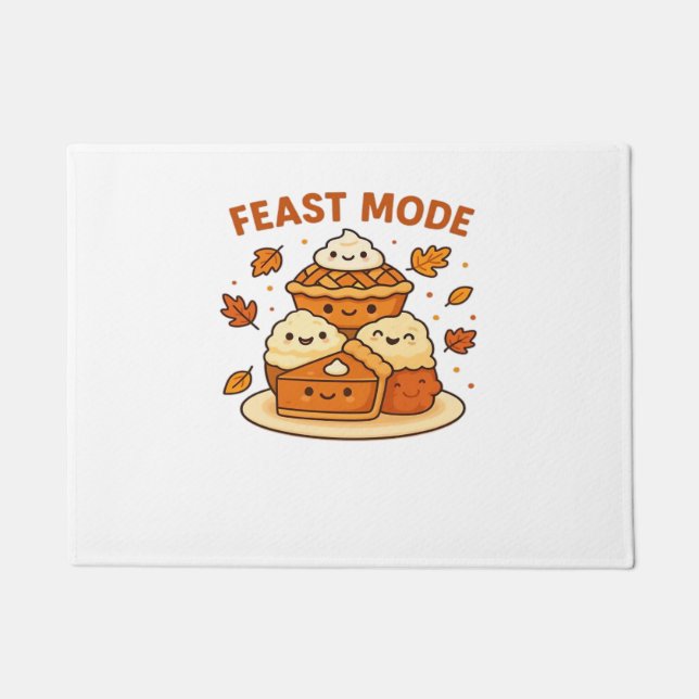 Feast Mode – Cute Autumn Comfort Food Plate Boxy T Doormat (Front)