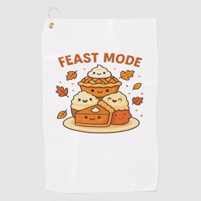 Feast Mode – Cute Autumn Comfort Food Plate Boxy T Golf Towel (Front)