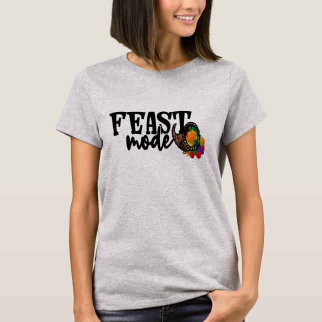 "Feast Mode" Graphic Print Holidays Christmas T-Shirt (Front)