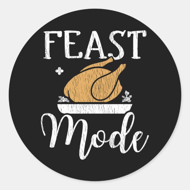 Feast Mode On Family Kids Matching Thanksgiving Classic Round Sticker (Front)