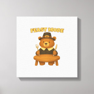 Feast Mode Thankgiving Turkey - Cute Pilgrim Turke Canvas Print
