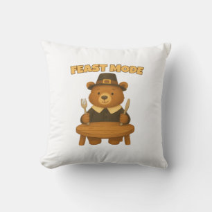 Feast Mode Thankgiving Turkey - Cute Pilgrim Turke Throw Pillow