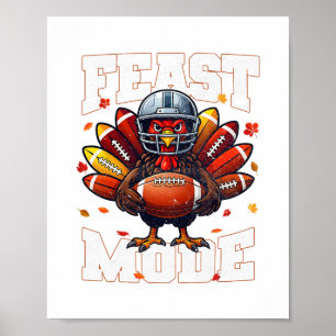 Feast Mode Turkey Vintage Fall Footll Thanksgiving Poster