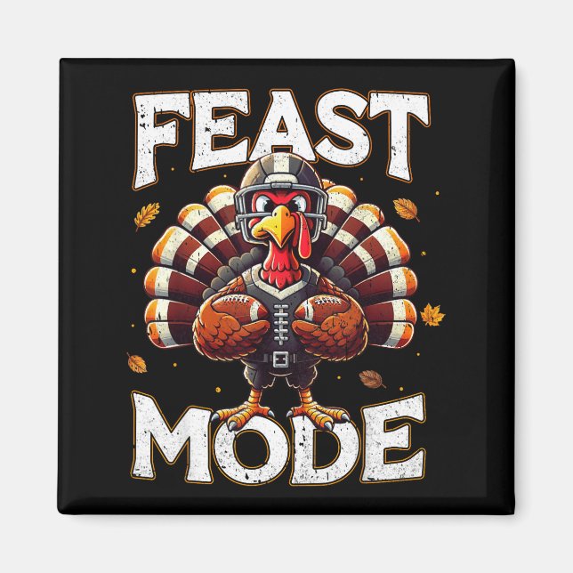 Feast Mode Turkey Vintage Football Thanksgiving Sh Magnet (Front)