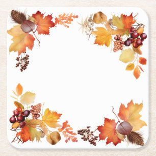 Feast of Colors: Wreath Harvest Square Paper Coaster