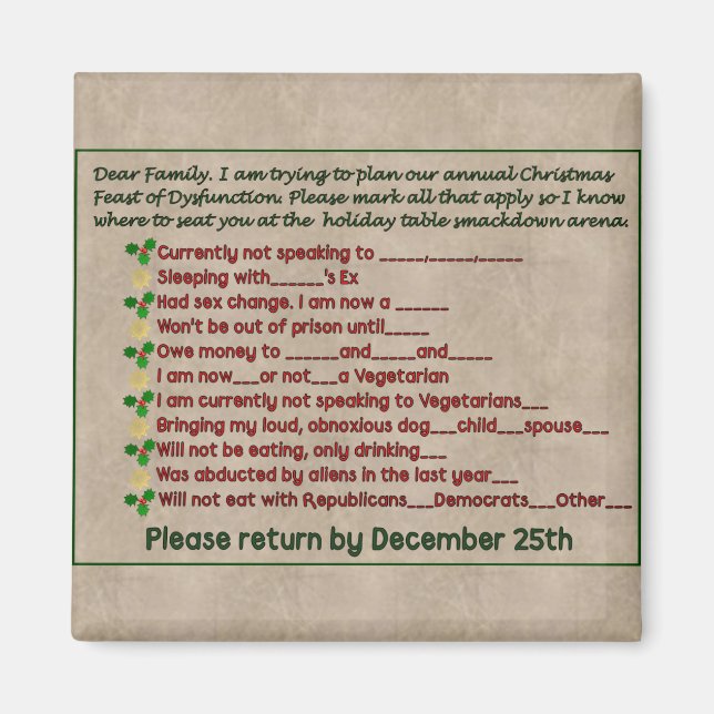 Feast of Dysfunction Magnet (Front)