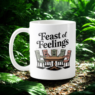 Feast of Feelings   Holiday Table Chaos Humor Coffee Mug
