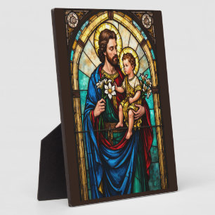 Feast of Saint Joseph Catholic Stained Glass Plaque