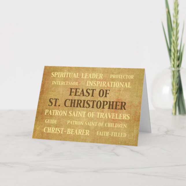 Feast of St. Christopher Religious Qualities Card (Front)