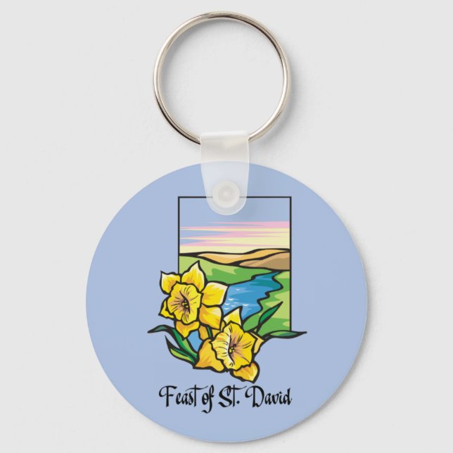 Feast of St. David Daffodils Keychain (Front)