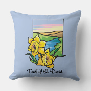 Feast of St. David Daffodils Throw Pillow