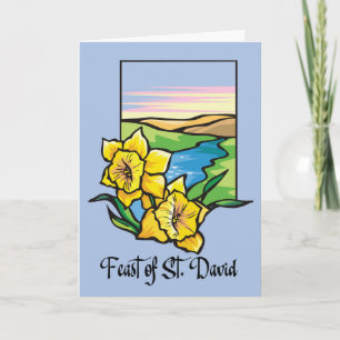 Feast of St. David Daffodils With Outdoor on Blue Card
