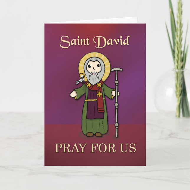 Feast of St. David Simple Saint Pray For Us Card (Front)