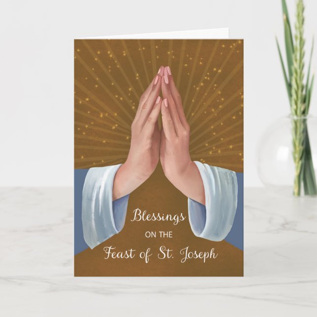 Feast of St. Joseph Blessings Praying Hands Card (Front)