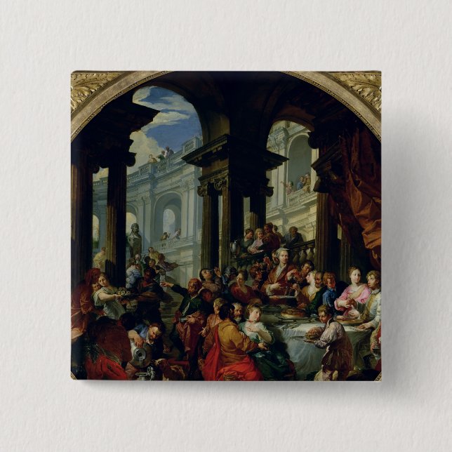 Feast under an Ionic Portico, c.1720-25 2 Inch Square Button (Front)