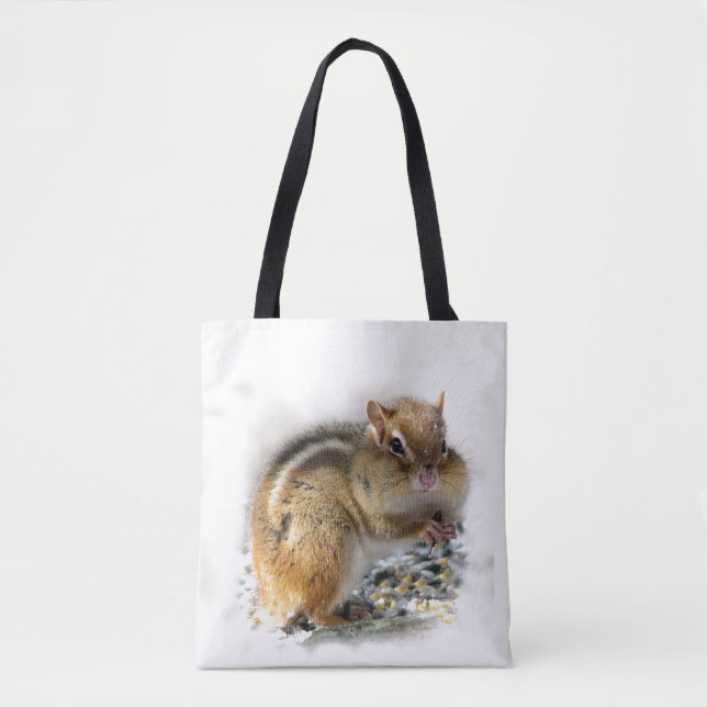 Feasting Chipmunk Animal Tote Bag (Front)