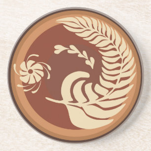 Feather and Flower Latte Design Coaster