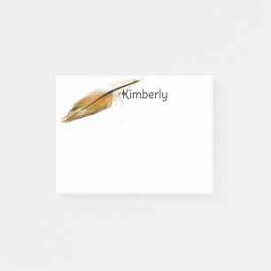 feather art brown and white personalize it post-it notes
