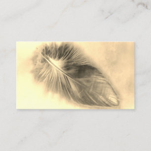feather art sepia business cards custom design