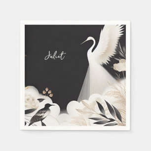 Feather Asian Sky Cloud Crane Fun Bridal Shower Napkin