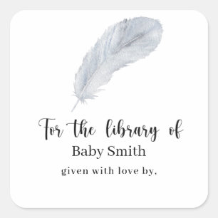 Feather - Baby Shower Library Square Sticker