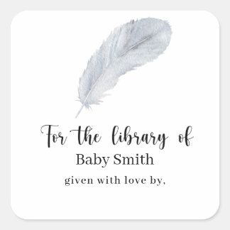 Feather - Baby Shower Library Square Sticker