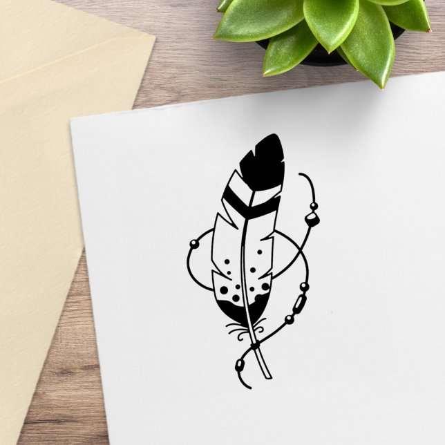 Feather Beads Tribal Boho Amulet Rubber Stamp (Creator Uploaded)
