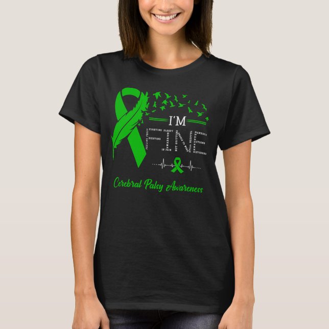 Feather Birds I'm Fine Cerebral Palsy Awareness T-Shirt (Front)